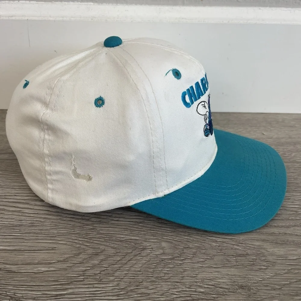 Vintage 90s NBA Charlotte Hornets Basketball Hat Logo Graphics Snapback Cap Teal